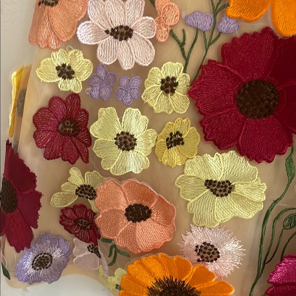 Taylor Swift Grammy Inspired Appliqué Floral Sheer Dress With Open Back Large - Picture 8 of 16